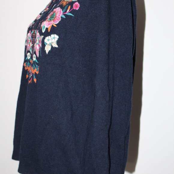 NWT Johnny Was Biya JWLA Split Neck Cashmere Knit Sweater Pullover Top M - Picture 4 of 6